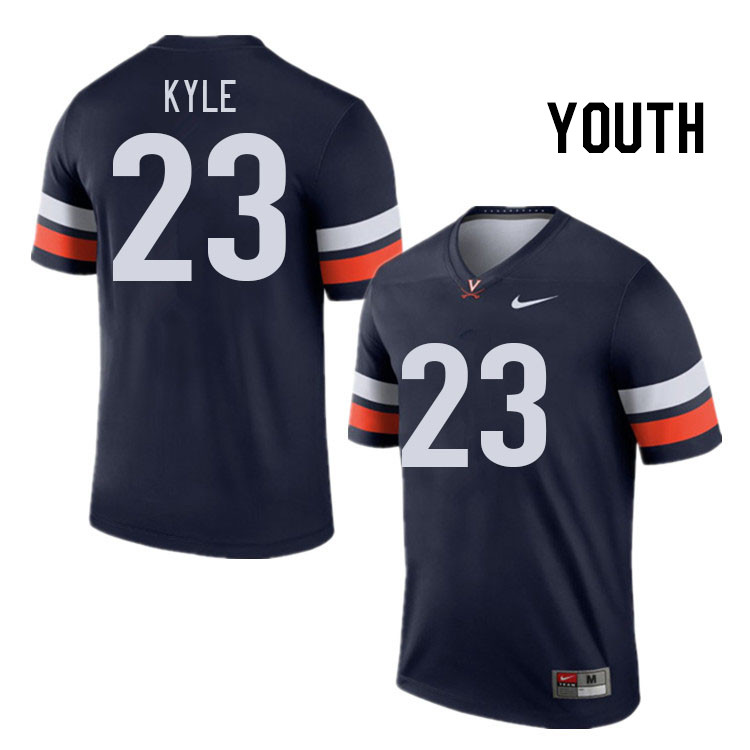 Youth #23 Tayvonn Kyle Virginia Cavaliers College Football Jerseys Stitched Sale-Navy - Click Image to Close